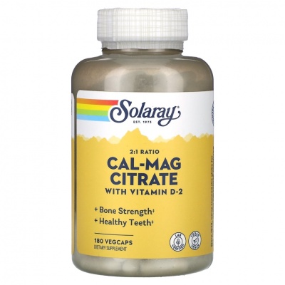 Витамины Solaray Cal-Mag citrate 2:1 ratio 180 капсул