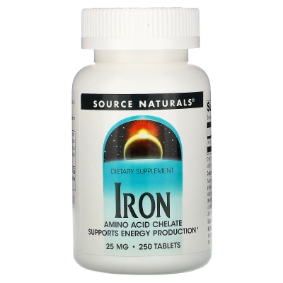 Витамины Source Naturals Iron 25 мг 250 таблеток