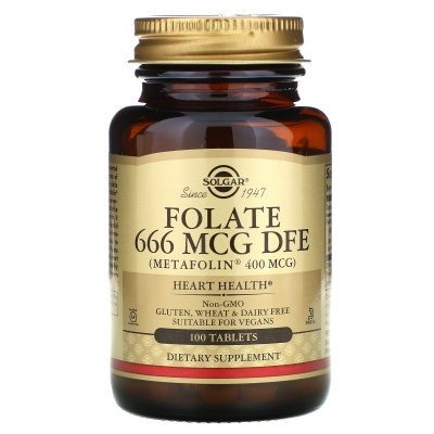 Витамины Solgar Folate 400 мкг (as Metafolin) 100 таблеток