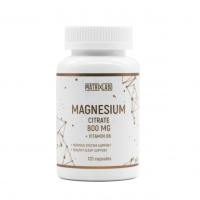 Витамины Matrix Labs Magnesium Citrate 800 мг + B6 120 капсул