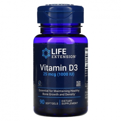 Витамины Life Extension Витамин D3 1000 IU 90 капсул