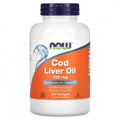 Антиоксидант NOW Cod Liver Oil 650 мг 250 капсул