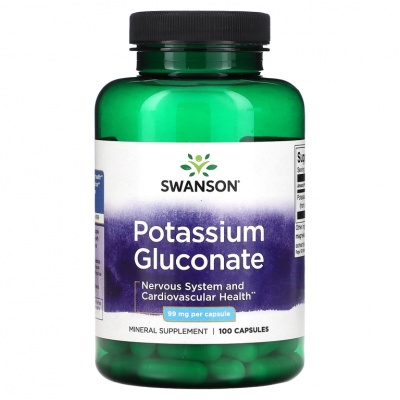 Витамины Swanson Potassium Gluconate 99 мг 100 капсул